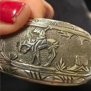 Incredible SW Style Sterling Silver Overlay “End of the Trail” Cuff Bracelet
